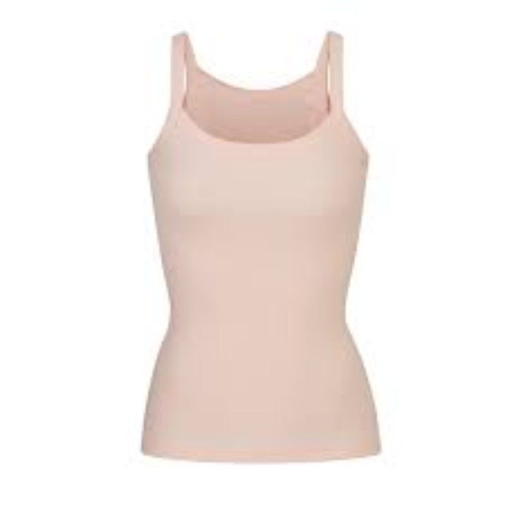 CT1170 NWT SKIMS LOGO POINTELLE TANK TOP COLOR QUARTZ (SALMON)